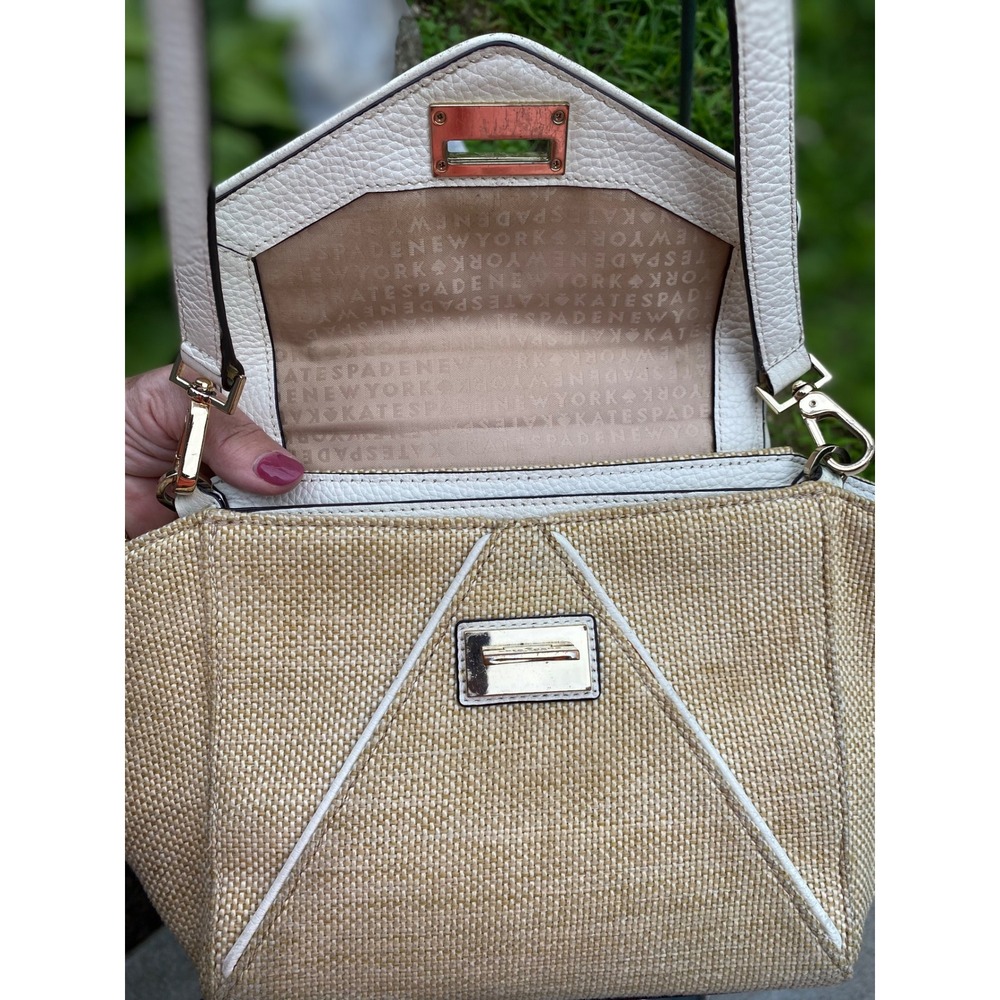 Kate Spade Laurel Wesley Place Bag Convertible Satchel Straw Woven Crossbody - Picture 15 of 16